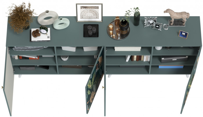 Либера Комод-тумба 16.230.01 + Либера Комод-тумба 16.230.01, цвет пасифай/белый, ШхГхВ 230,6х42,6х92,3 см., фасады с рисунком Тропический лес