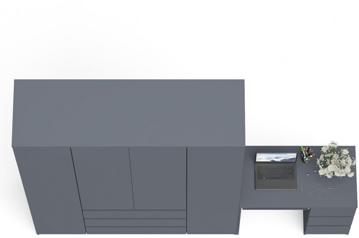 Мори компьютерный стол МС-6 правый + Шкаф МШ1600.1, графит