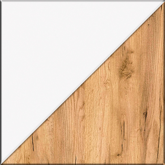 Остин 16.394.03 Шкаф-витрина(пенал), белый шагрень/дуб крафт золотой