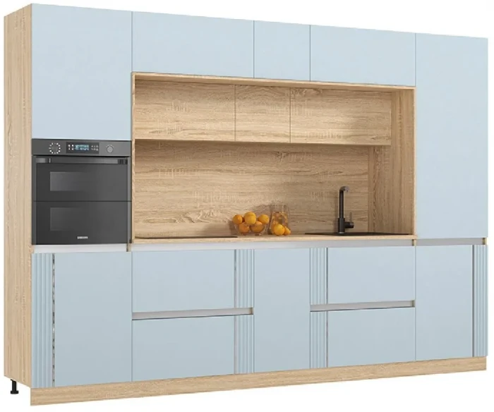 Кухня МДФ Карина Пластер Скай/Сонома