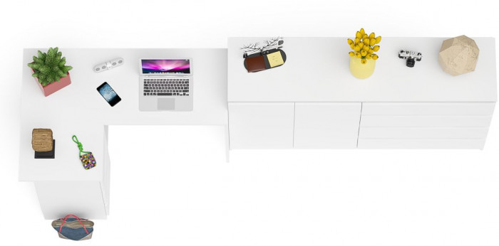 Мори компьютерный стол МС-16 левый + Комод МК1600.1, белый