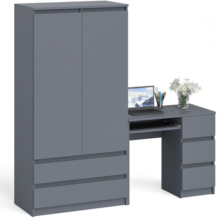 Мори компьютерный стол МС-6 правый + Шкаф МШ900.1, графит
