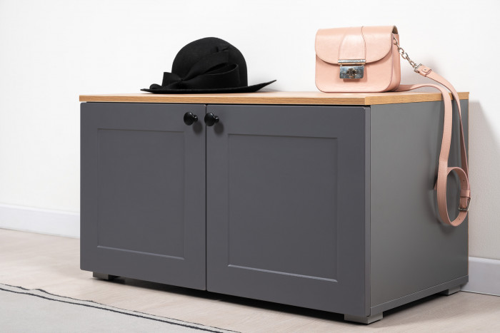 Остин 11.53 Кровать + ортопед + 13.257 Тумба, серый графит/дуб крафт золотой