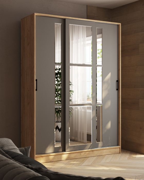 Шкаф-купе Стиль-2 1600, Дуб крафт золотой/Графит серый