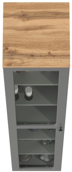 Остин 16.394.03 Шкаф-витрина(пенал), серый графит/дуб крафт золотой