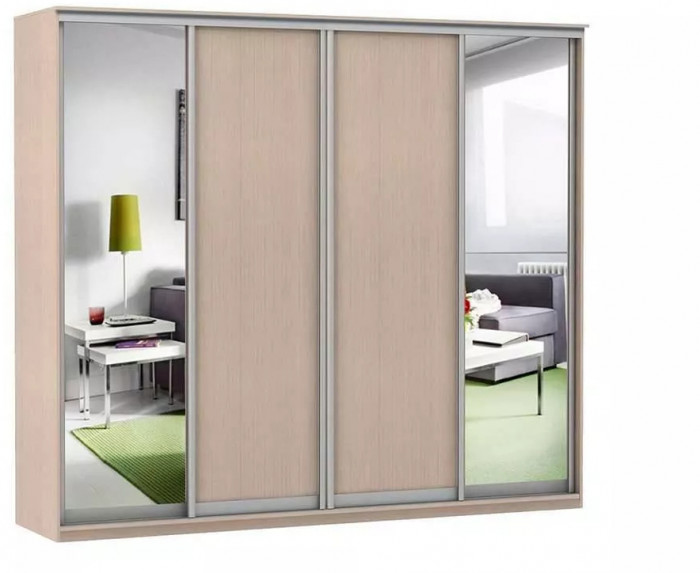Шкаф купе Модерн 2362х450 4-х дверный 3-х секционный зеркало ясень