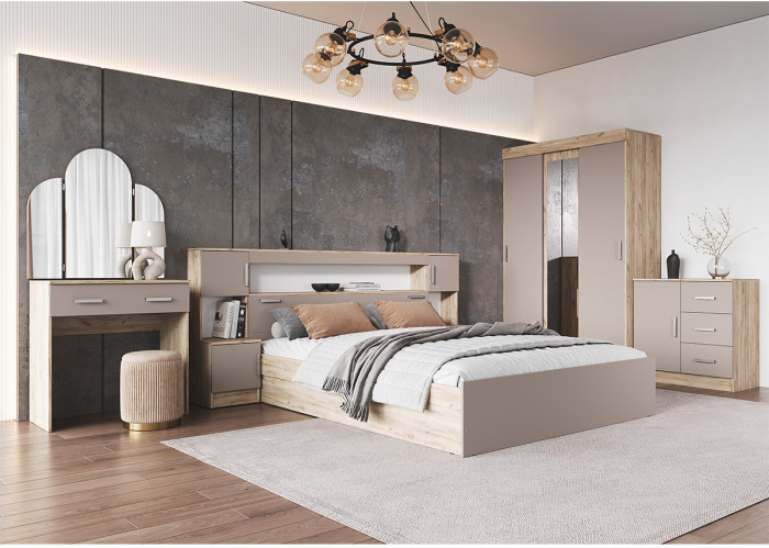 Модульная спальня , Крафт серый/Кашемир