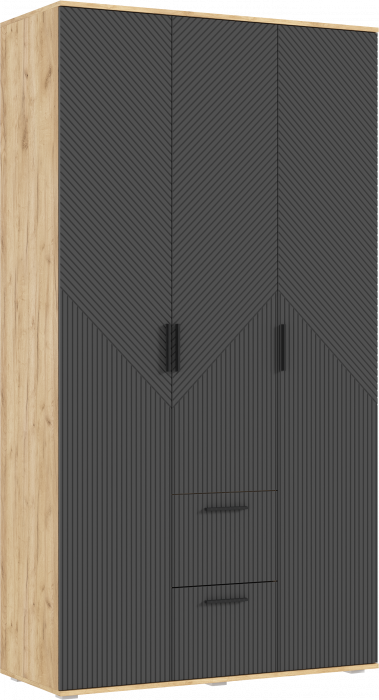 Сильвия Шкаф 3-х створчатый 1200, Браш Графит/Дуб Крафт