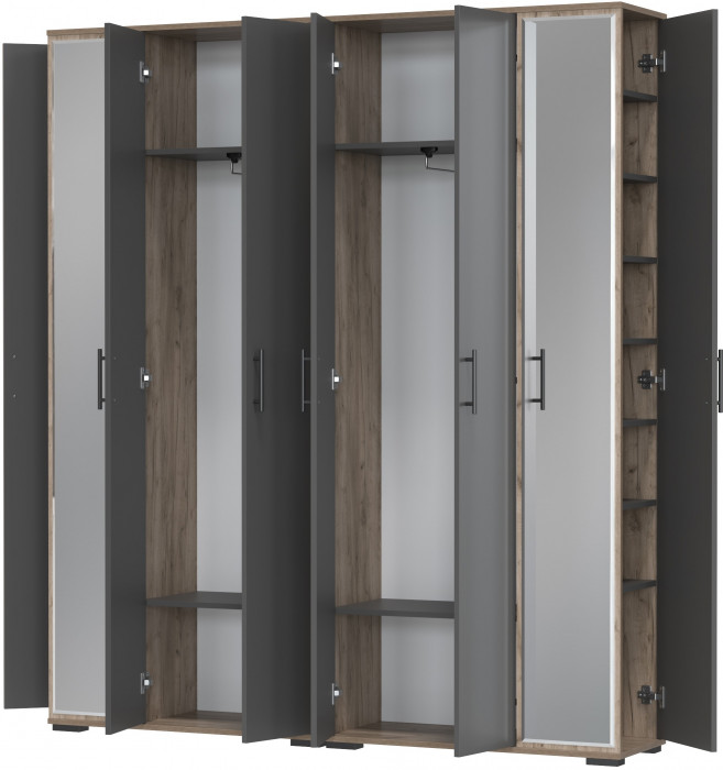 Две прихожих Домино-мини 2-3421дкт/граф, дуб крафт табачный/графит