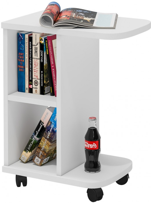 Стол журнальный С-МД-СЖ-3, цвет белый шагрень, ШхГхВ 47х30х60 см.