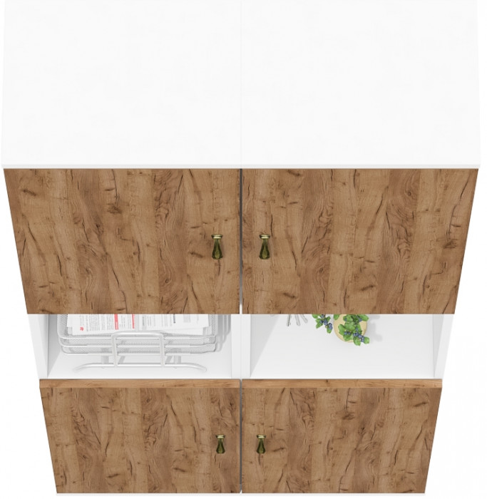 Лидер-8 Пенал 2 шт., цвет белый шагрень/крафт золото, ШхГхВ 80х30х190 см., универсальная сборка