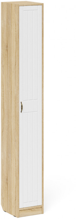 Прихожая П-6 Шкаф + Пенал, дуб сонома/фасады МДФ белое дерево фрезеровка прованс