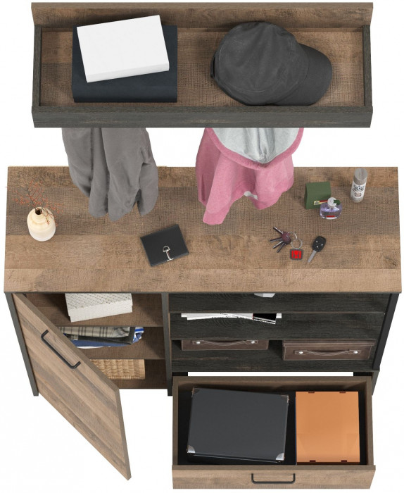 Трувор 13.307.01 Комод + 15.04 Вешалка, дуб гранж песочный/интра