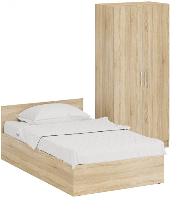 Кровать 1200 + Шкаф 2-х створчатый Стандарт, дуб сонома