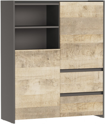 Стеллаж 2 Денвер, Графит, Дуб гранж песочный