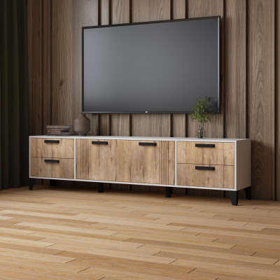 Тумба ТВ Парус-12 с опорами Белый/Дуб Канадский