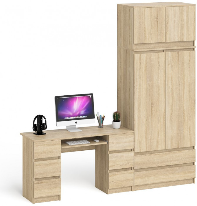 Мори компьютерный стол МС-2 + Шкаф МШ900.1 + Антресоль МА900.1, дуб сонома
