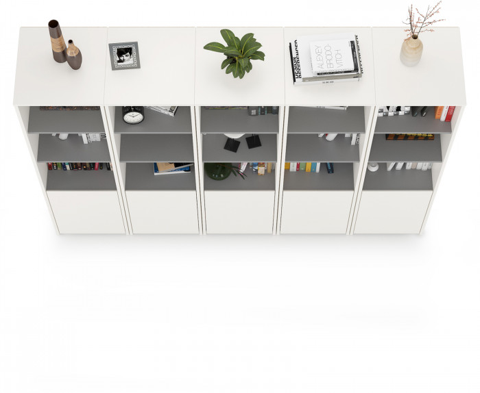 Торонто 13.13 Шкаф комбинированный х 5 штук, белый шагрень/стальной серый