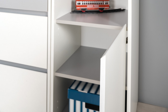 Торонто 13.13 Шкаф комбинированный х 5 штук, белый шагрень/стальной серый