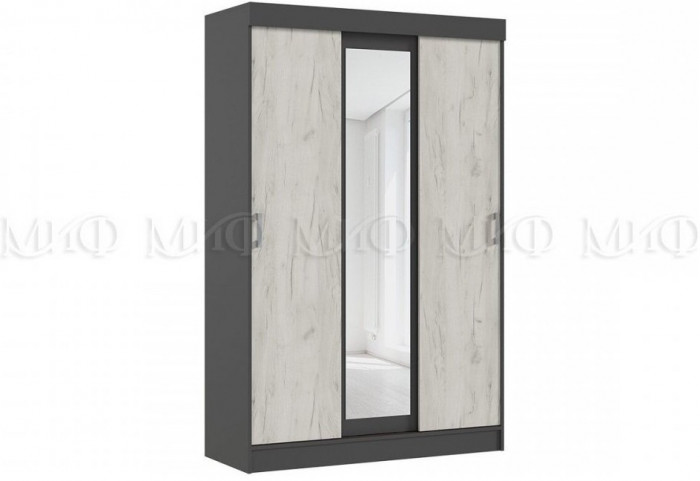 Бася Шкаф-купе (Дуб крафт белый/Графит)