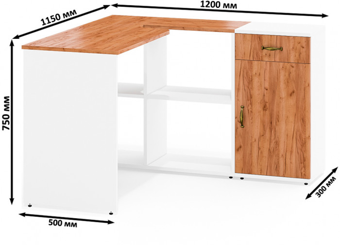 Лидер-8 Стол + Тумба МД 3.15, белый шагрень/крафт золото