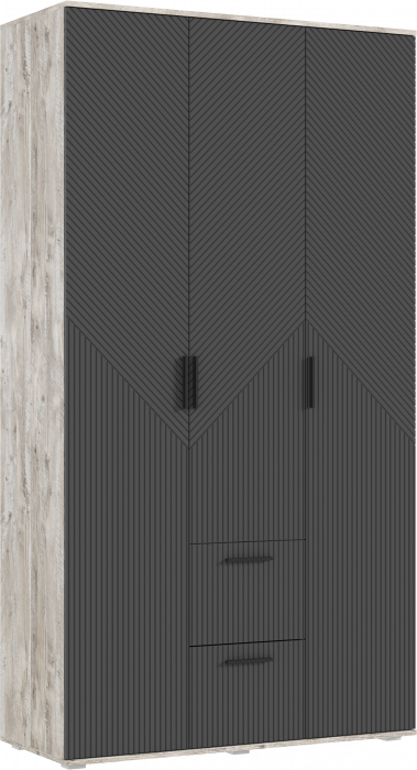 Сильвия Шкаф 3-х створчатый 1200, Браш Графит/Дуб Юкон