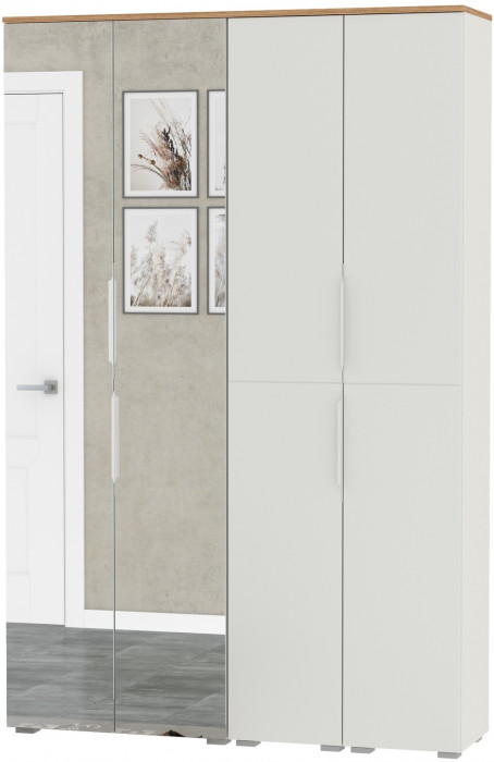 Октава Набор шкафов 01, цвет белый шагрень/дуб крафт золотой/фасады МДФ белый шагрень, ШхГхВ 128,8х35,3х197,6 см., универсальная сборка