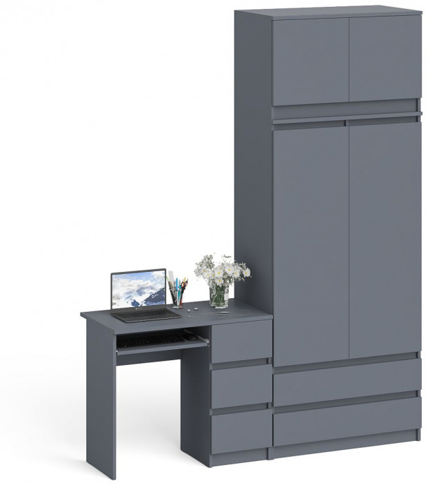 Мори компьютерный стол МС-6 правый + Шкаф МШ900.1 + Антресоль МА900.1, графит