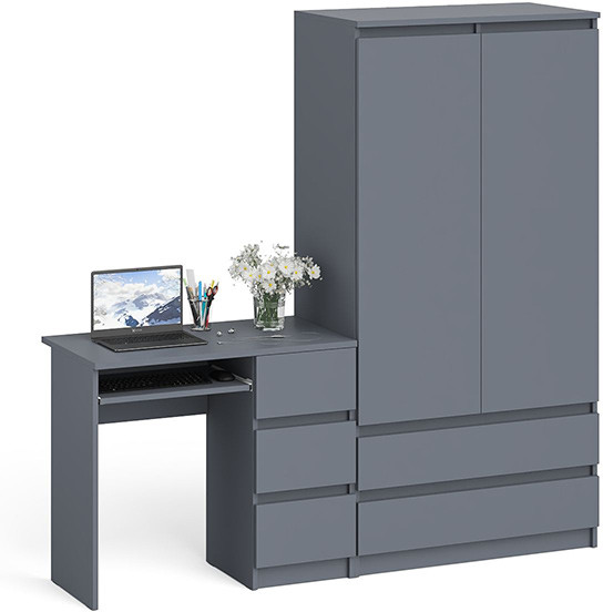 Мори Стол компьютерный МС-6 правый + Шкаф МШ900.1, цвет графит, ШхГхВ 180,4х50,4х179,6 см., выдвижные ящики справа, НЕ универсальная сборка