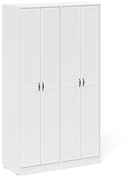 Прихожая П-6 Шкаф + Шкаф, белая шагрень/фасады МДФ белое дерево фрезеровка ромб