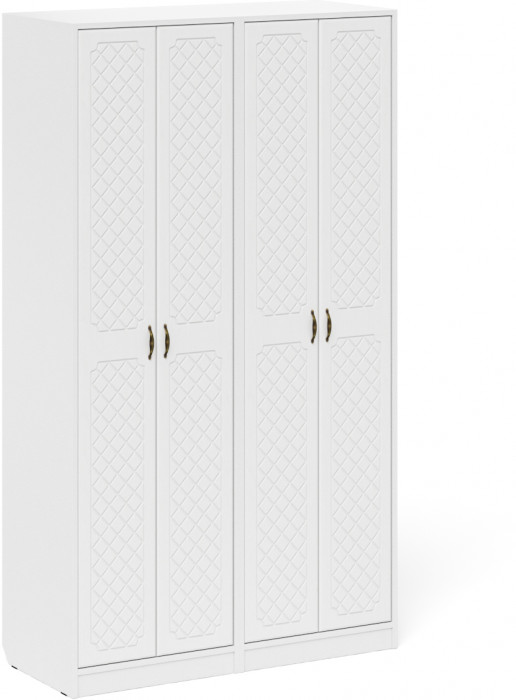 Прихожая П-6 Шкаф + Шкаф, белая шагрень/фасады МДФ белое дерево фрезеровка ромб