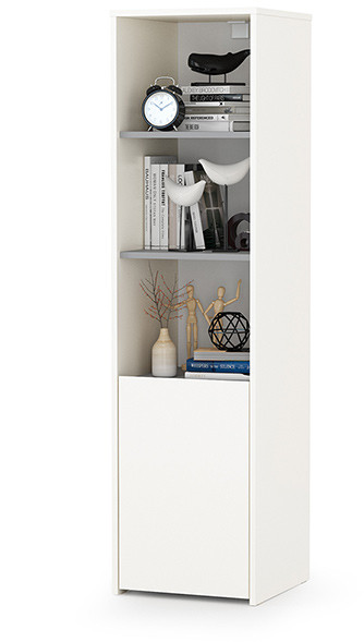 Торонто 13.13 Шкаф комбинированный, белый шагрень/стальной серый