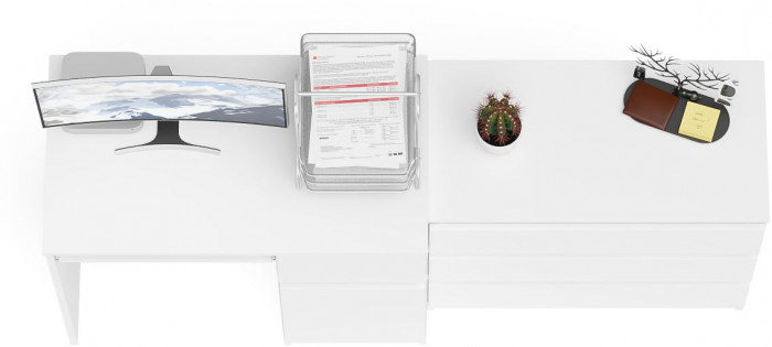 Мори компьютерный стол МС-1 правый + Комод МК800.1, белый