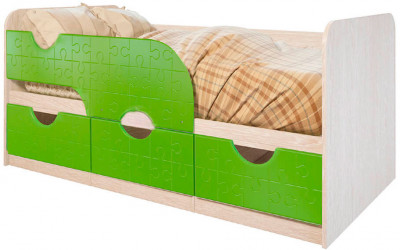 Кровать детская "Минима" 1860 (1892х770х850) дуб атланта/зеленый лед