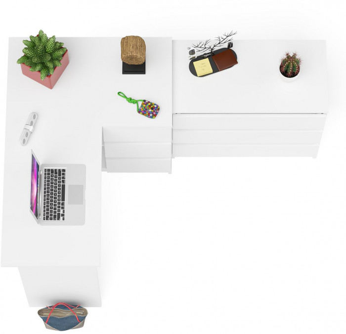 Мори компьютерный стол МС-16 правый + Комод МК800.1, белый