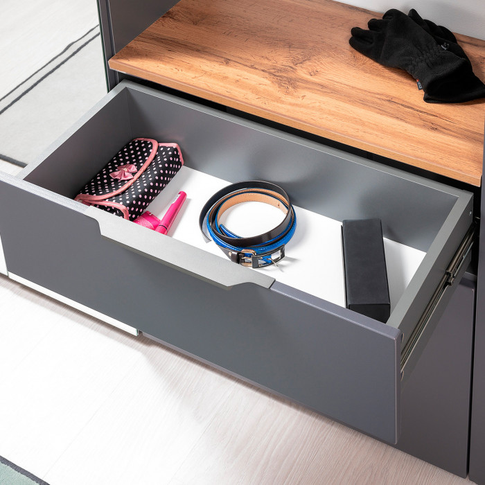 Октава Прихожая 07, серый графит/дуб крафт золотой/фасады МДФ серый графит