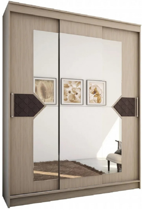 Николь Шкаф-купе 3, Ясень Шимо/Лиственница темная