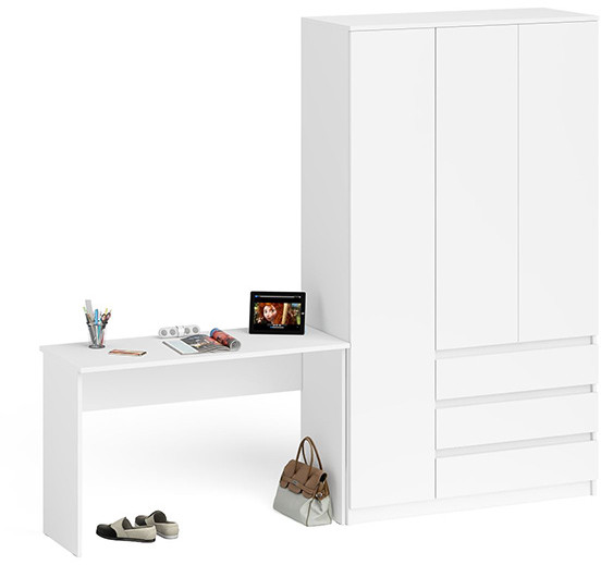 Мори Стол письменный МСП1200.1 + Шкаф МШ1200.1, цвет белый, ШхГхВ 240,8х50,4х209,6 см., универсальная сборка