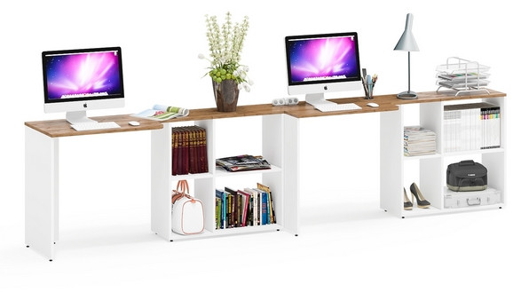 Лидер-8 Стол + Стол, белый шагрень/крафт золото