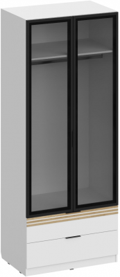 Шкаф-витрина 2-х дверная с ящиками ШК-4126, Белый/Профиль МДФ Дуб вотан