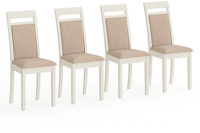 Четыре стула Мебель--24 Гольф-12 разборных, цвет слоновая кость, обивка ткань велюр бежевый 05, 40х40х100 см., от пола до верха сид. 47 см.(мягк. сп)