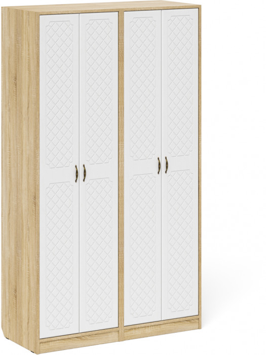 Прихожая П-6 Шкаф + Шкаф, дуб сонома/фасады МДФ белое дерево фрезеровка ромб