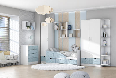 Детская комната Бриз МДФ, набор 7, Белый/Антарктида (Квадрат)