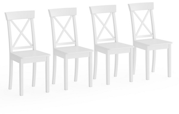 Четыре стула Мебель--24 Гольф-14 разборных, цвет белый, деревянное сиденье белое, ШхГхВ 41х42х95 см., от пола до верха сиденья 47 см.