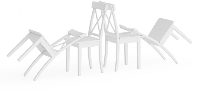 Четыре стула Мебель--24 Гольф-14 разборных, цвет белый, деревянное сиденье белое, ШхГхВ 41х42х95 см., от пола до верха сиденья 47 см.