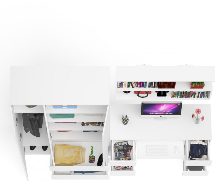 Мори компьютерный стол МС-2 + Шкаф МШ1200.1 + Полка 1200, белый