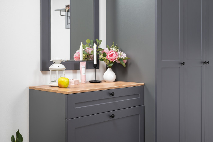 Остин Прихожая 41, цвет серый графит/дуб крафт золотой, ШхГхВ 200х54,3х229,6 см., универсальная сборка