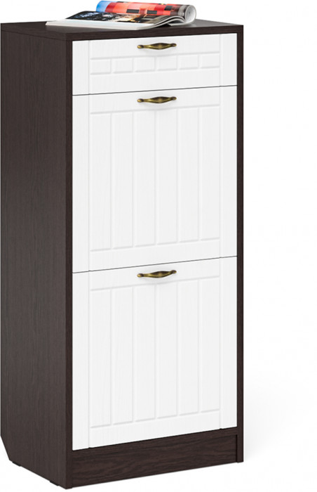 Прихожая П-6 Тумба для обуви 2 секции + Тумба для обуви 2 секции, цвет венге/фасады МДФ белое дерево фрезеровка прованс, ШхГхВ 100х35х108,3 см