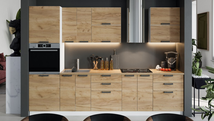 Кухня "Пасаденна" Комплектация 1  3 м белый/дуб вотан