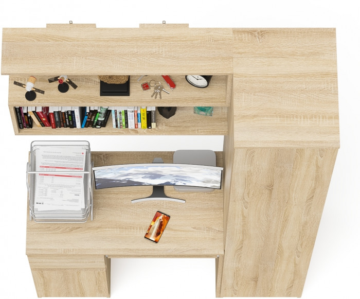 Мори компьютерный стол МС-1 левый + Пенал МШ400.1 + Полка 900, дуб сонома